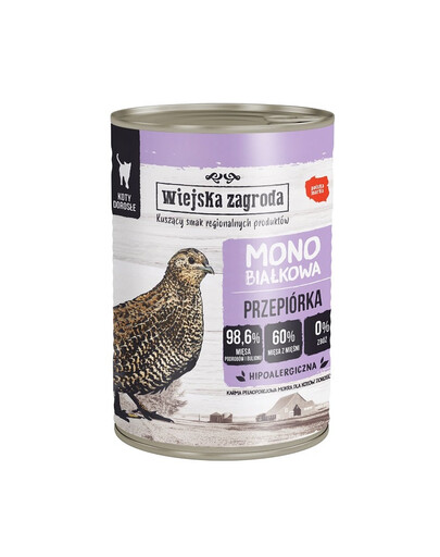WIEJSKA ZAGRODA Wachtel Monoprotein Nassfutter für Katzen 400g