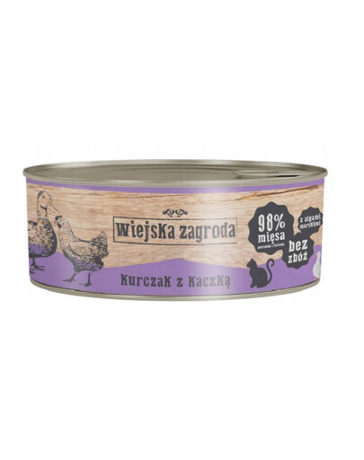 WIEJSKA ZAGRODA Adult Huhn mit Ente 85 g Dose für Katzen