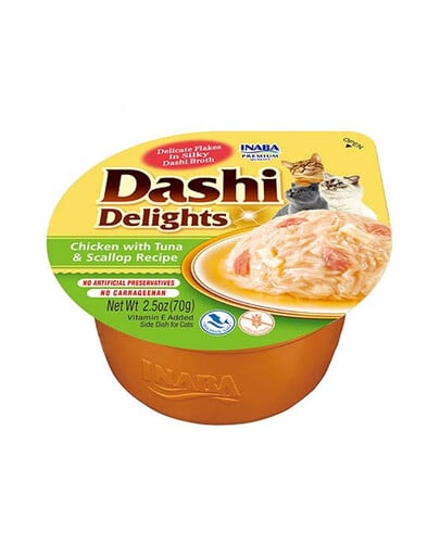 INABA Cat Dashi Delights Huhn, Thunfisch und Jakobsmuscheln 70 g