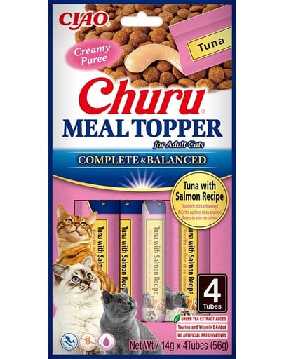 INABA Meal Topper Tuna Salmon 4x14 g cremige Ergänzung mit Thunfisch und Lachs für Katzen