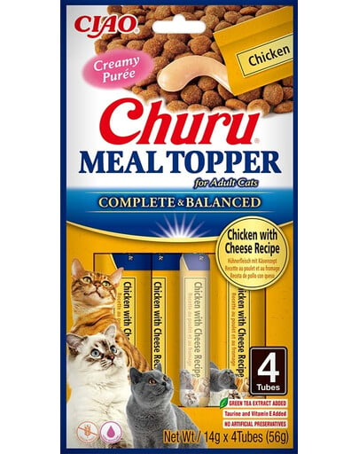 INABA Meal Topper Chicken Cheese 4x14 g cremiges Huhn und Käse als Ergänzung zum Katzenfutter