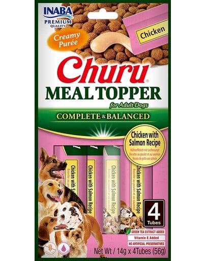 INABA Dog Meal Topper Chicken Salmon 4x14 g Creamy Huhn und Lachs Hundefutter Ergänzung