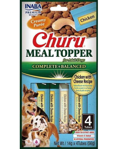 INABA Dog Meal Topper Chicken Cheese 4x14 g Cremiges Hühnerfleisch und Käse als Zusatz für Hundefutter