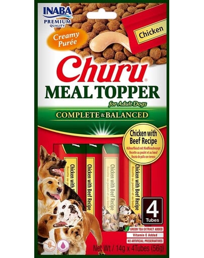 INABA Dog Meal Topper Chicken Beef 4x14 g Creamy Huhn und Rindfleisch Hundefutter Ergänzung