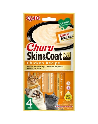 INABA Churu Skin&Coat 4x14g mit Huhn für Katzen