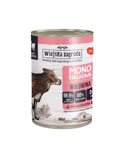 WIEJSKA ZAGRODA Monoprotein-Nassfutter für Katzen aus Rindfleisch 400g