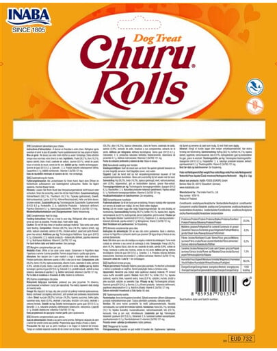 INABA Churu Rolls Chicken 8x12g Wrap mit Huhn und Lachs für Hunde