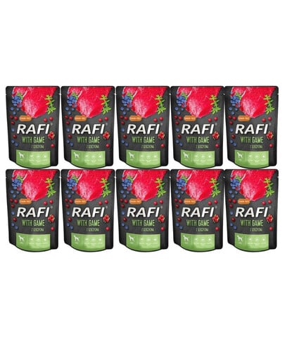 DOLINA NOTECI Rafi mit Wildfleischbeutel für Hunde 10 x 300 g