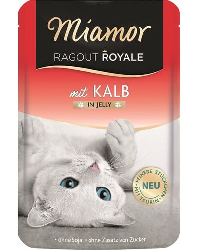 MIAMOR Ragout Royale in Jelly Veal Kalbsgelee-Beutel für Katzen 100 g