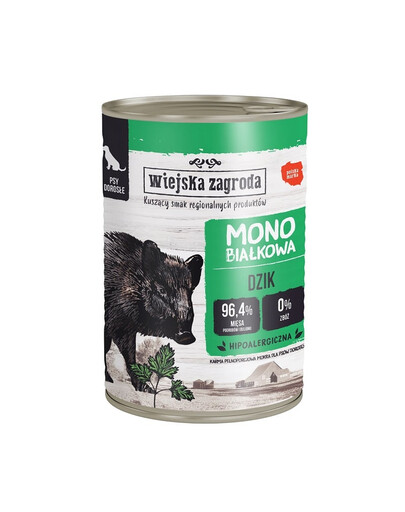 WIEJSKA ZAGRODA Wildschwein Monoprotein Nassfutter für Hunde 400g