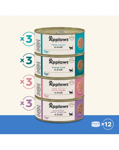 APPLAWS Katzen Nassfutter Dose Fisch Selection Multipack 12 x 70g