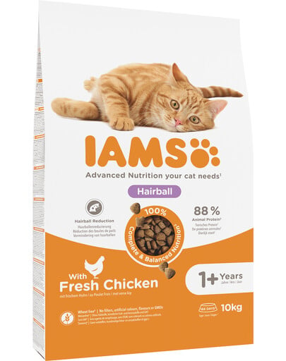 IAMS Cat Adult All Breeds Hairball Control Chicken 10 kg