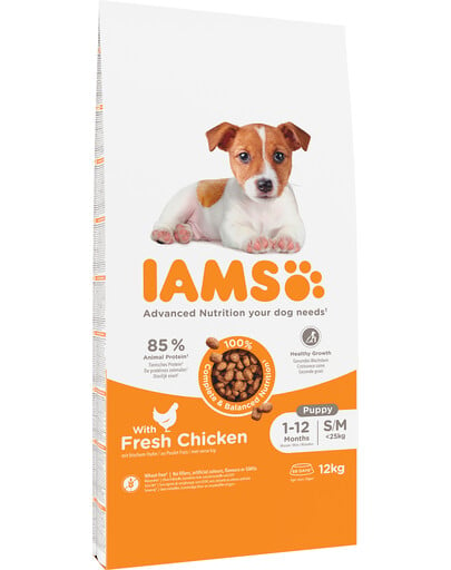 IAMS for Vitality für Welpen kleiner und mittelgroßer Rassen mit frischem Huhn 12 kg