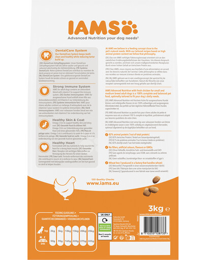 IAMS for Vitality für Hunde kleiner und mittelgroßer Rassen mit frischem Huhn 3 kg