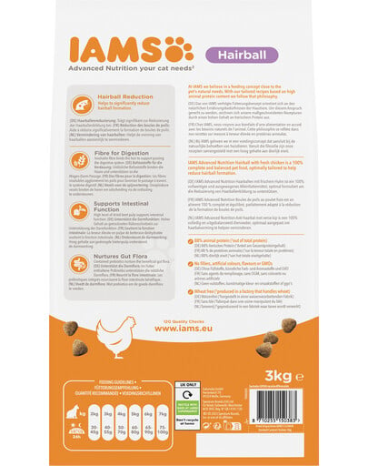 IAMS For Vitality Cat Adult Haarballen Huhn 3 kg