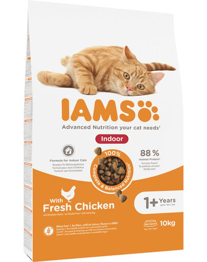 IAMS For Vitality Indoor Trockenfutter mit Huhn für ausgewachsene Katzen zu Hause 10 kg