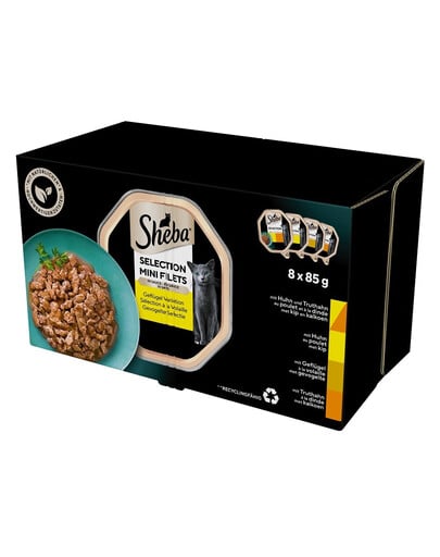 SHEBA Selection Schalen mit Geflügelaromen 32x85 g in Sauce mit Huhn und Pute, Huhn, Geflügel, Pute