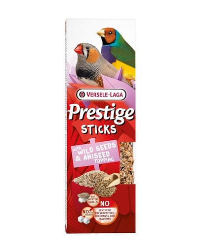 VERSELE-LAGA Prestige Sticks 2 Fläschchen mit Wildpflanzensamen und Anisstreuseln für Sperlingsvögel 60g