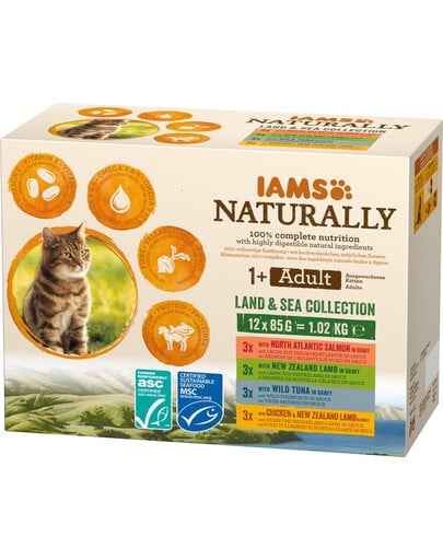 IAMS Naturally Adult Land & sea collection 4 x 85 g