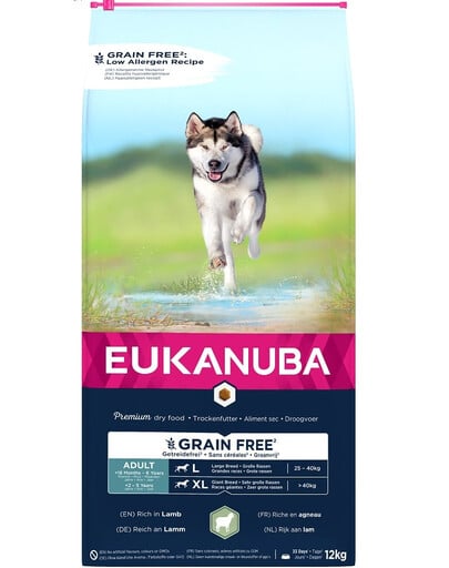 EUKANUBA Grain Free L Adult Lamm 12 kg für erwachsene Hunde großer Rassen