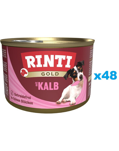 RINTI Gold Veal Mini Kalbfleisch für kleine Hunderassen 48x185 g