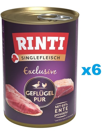 RINTI Singlefleisch Exclusive Poultry Pure Monoprotein Geflügel 6x400 g