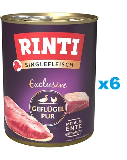 RINTI Singlefleisch Exclusive Poultry Pure Monoprotein Geflügel 6x800 g