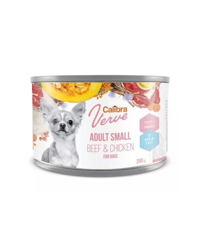 CALIBRA Dog Verve GF Adult Small Beef&Chicken 200 g getreidefreies Nassfutter mit Rind und Huhn für Hunde kleiner Rassen