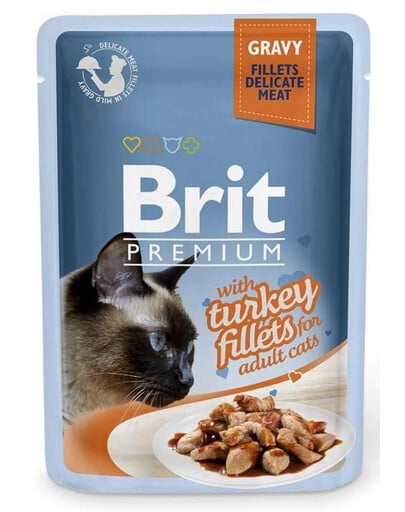 BRIT Premium Cat Fillets in Gravy Truthahn Nassfutter für Katzen 24x85g