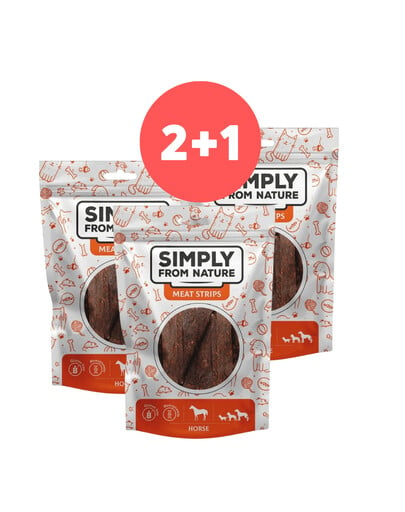 SIMPLY FROM NATURE Fleischstreifen aus Pferdefleisch für Hunde 2 x 80g + 80g GRATIS