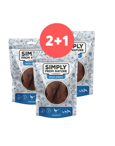 SIMPLY FROM NATURE Fleischstreifen Fasanenfleischstreifen für Hunde 2 x 80g + 80g GRATIS