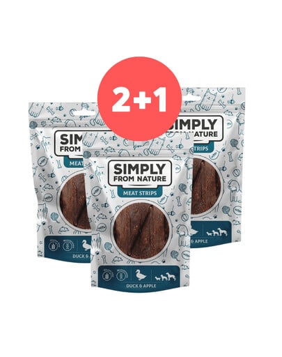 SIMPLY FROM NATURE Fleischstreifen mit Ente und Apfel für Hunde 2 x 80g + 80g GRATIS