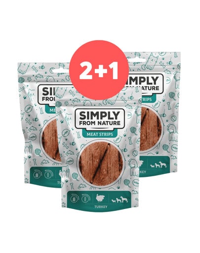 SIMPLY FROM NATURE Fleischstreifen Putenfleischstreifen für Hunde 2 x 80g + 80g GRATIS