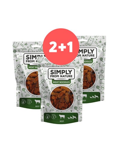 SIMPLY FROM NATURE Fleischnudeln mit Rindfleisch für Hunde 2 x 80g + 80g GRATIS