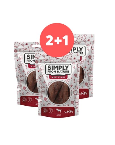 SIMPLY FROM NATURE Meat Strips Ziegenfleischstreifen für Hunde 2 x 80g + 80g GRATIS