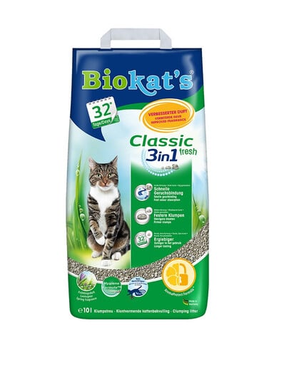 BIOKAT'S Classic 3w1 2x10 l Fresh Katzenstreu mit Frühlingsduf