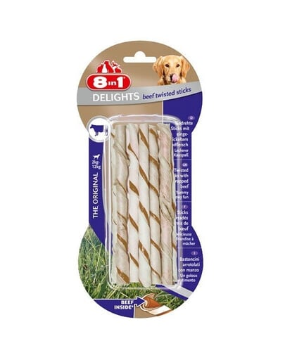 8in1 Delights Beef Twisted Sticks XS 10 Pack