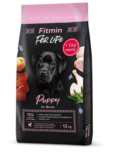 FITMIN Dog For Life Puppy Welpenfutter 12 + 1 kg