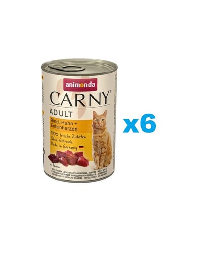 ANIMONDA Carny Adult Rind, Huhn + Entenherzen 6 x 800 g