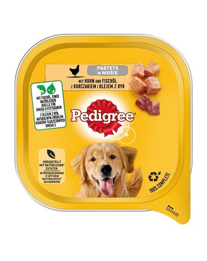 PEDIGREE Adult 10x300 g Hundenassfutter mit Huhn und Fischölmousse