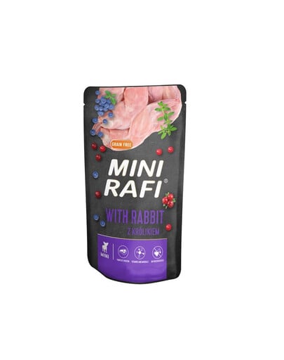 RAFI Mini Nassfutter mit Kaninchen, Heidelbeeren und Preiselbeeren für kleine Rassen 150g