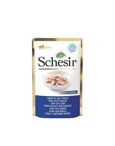 SCHESIR Thunfisch mit Wolfsbarsch Ergänzungsfuttermittel für Katzen 50 g