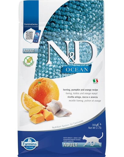 FARMINA N&D Ocean cat adult herring pumpkin and orange 300 g Hering, Kürbis und Orange für Katzen