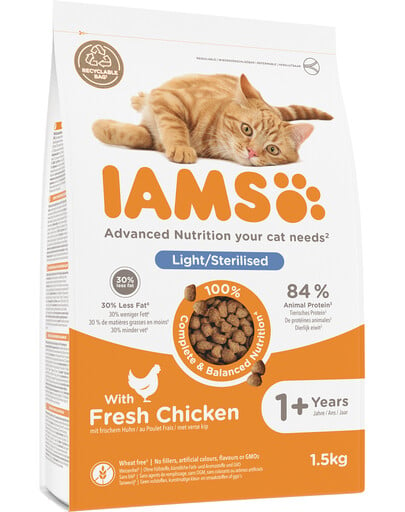 IAMS for Vitality Sterilised Futter für ausgewachsene Katzen nach der Kastration mit Huhn 1,5 kg x 4