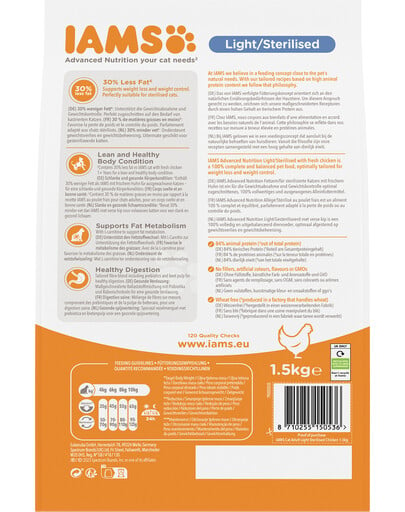 IAMS for Vitality Sterilised Futter für ausgewachsene Katzen nach der Kastration mit Huhn 1,5 kg x 4