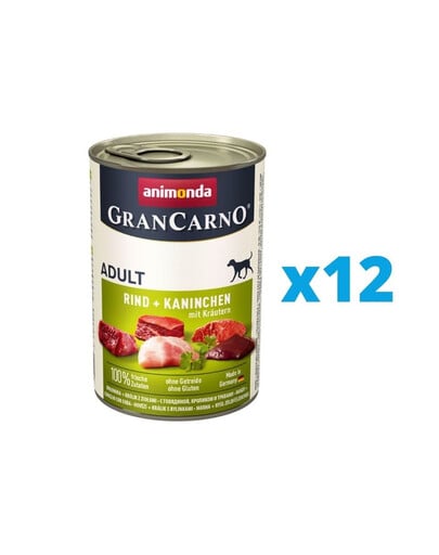 ANIMONDA GranCarno ADULT RIND + KANINCHEN MIT KRÄUTERN 12 x 800 g