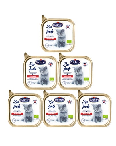 BUTCHER'S BIO foods Rindfleischpastete für Katzen 6x85 g