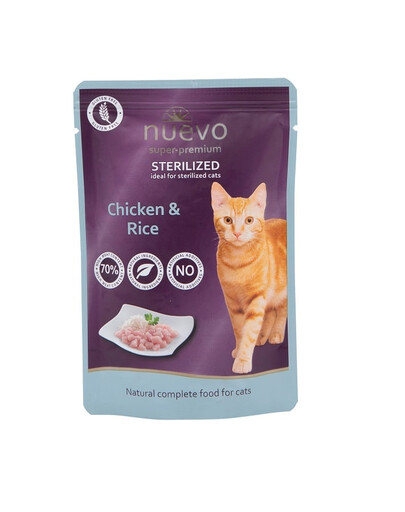 NUEVO Sterilized mit Huhn und Reis für sterilisierte Katzen 85 g