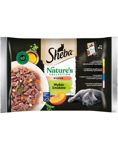 SHEBA Nature’s Collection Nasses Alleinfuttermittel für ausgewachsene Katzen in Sauce 52x85g in verschiedenen Geschmacksrichtungen