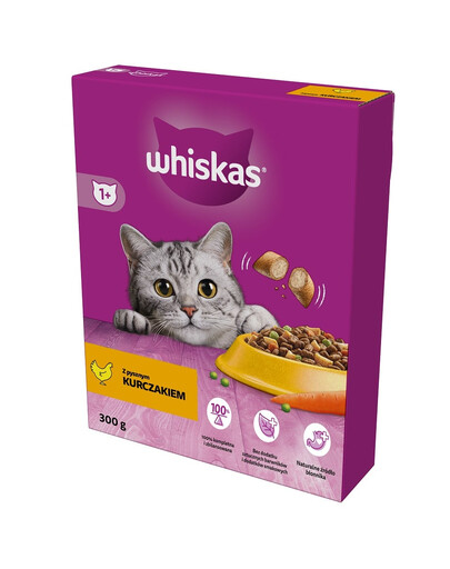 WHISKAS Adult 300 g sucha karma pełnoporcjowa z pysznym kurczakiem dla dorosłych kotów